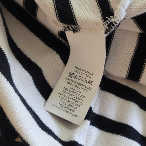 Kate Spade Broome Street Stripe Flutter Sleeve Tassel Top, Black & White, Size S - Picture 8 of 8